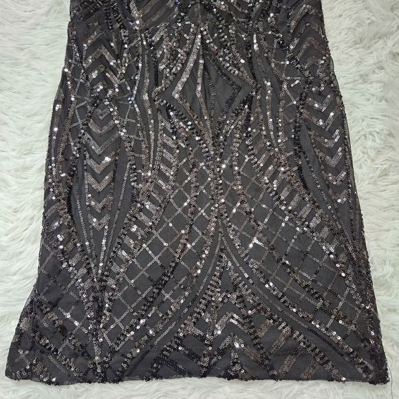 Lulus Women's Sz S Black Sequin Sleeveless‎ Plunge Neck Sexy Mini Dress Clubwear - Picture 4 of 10
